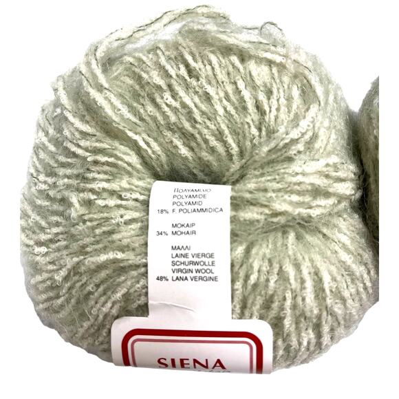 2 Skeins Le Fibre Nobili Siena Merino, Mohair WOOL Yarn 🧶 Green *Made in Italy* - Picture 4 of 6